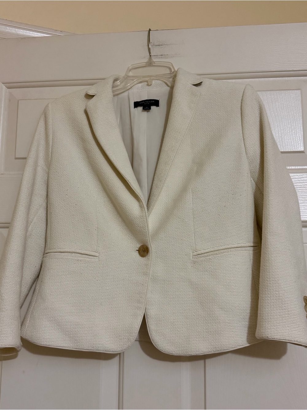 Ann Taylor Petite Summer Cream Blazer Ivory Off-White Size 6 Petite 6P